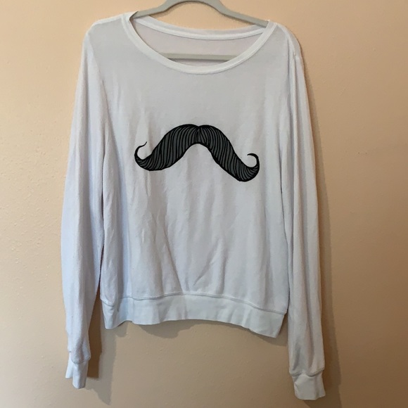 Wildfox Women’s White Mustache Pullover Sweater - Picture 2 of 5